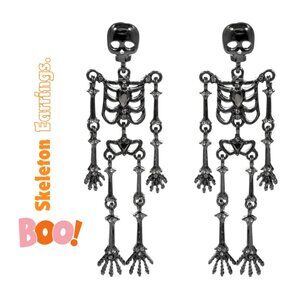Gemstone Gothic Spooky Halloween Skeleton Earrings, Halloween Costume Jewelry